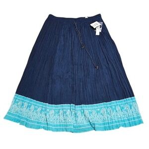 Erika Woman Paisley Midi Skirt Women Blue Sequins Cotton 1X